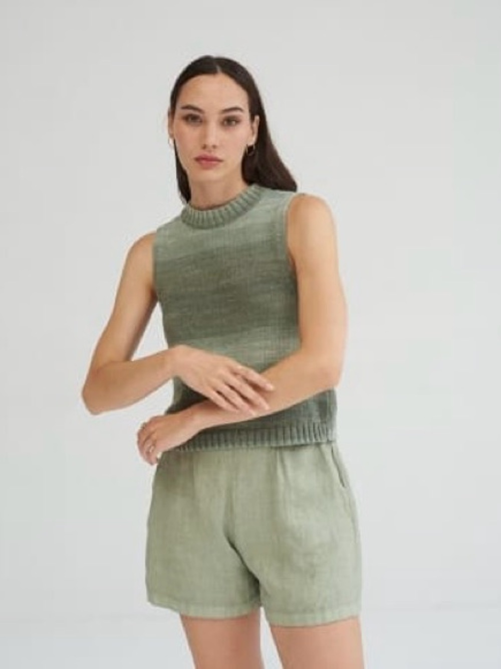 Mus and Bombon 100% Linen Shorts Sage Green size Large